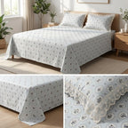 Premium 300 TC Pure Cotton Bedsheet Set with Designer Lace Pillow Covers – King Size 108 x 108 Inch