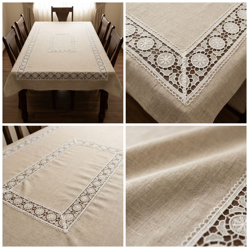 Elegant Floral Embroidered Dining Table Cover – 4,6 & 8 Seater