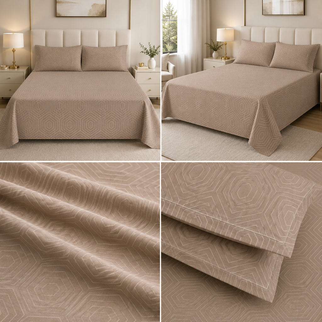 Elegant Self-Design King Size 3 Pcs Bedsheet Set – 108×108 Inches | Product Code :- 55B75RKEH