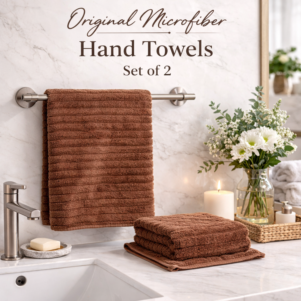 Premium Microfiber Hand Towels – Pack of 2 (40 × 60 cm)
