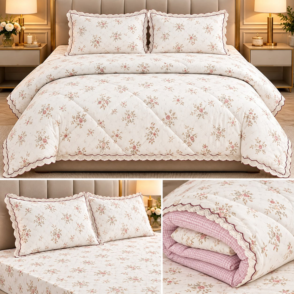 Floral Elegance Luxury Comforter Set – 4 Pcs King Size Product Code :- 55B275RKEH