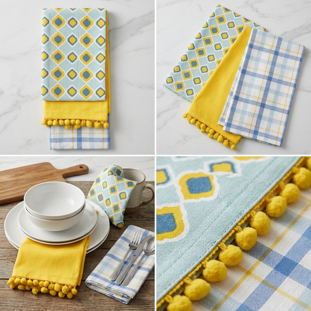 3-Piece Cotton Kitchen Napkin Set | Soft & Absorbent Multi-Purpose Kitchen Towels