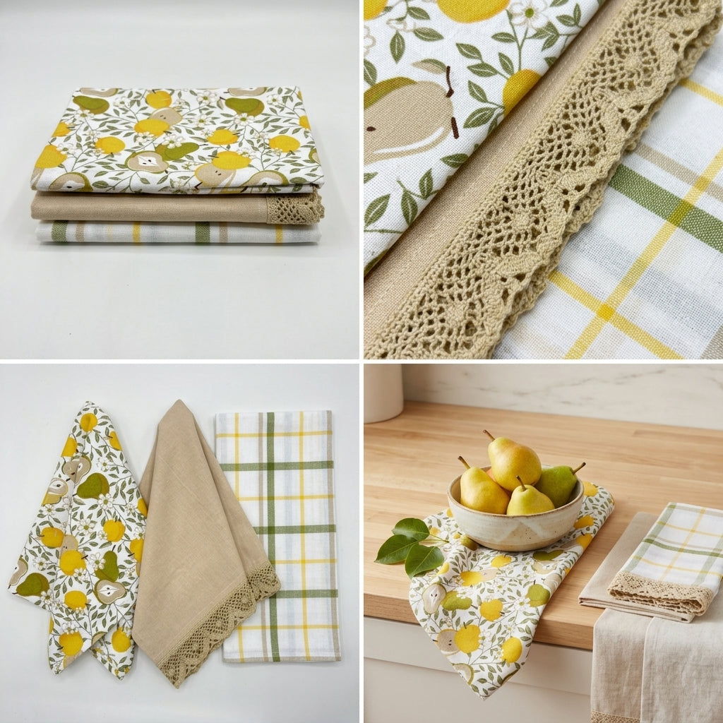 3-Piece Cotton Kitchen Napkin Set | Soft & Absorbent Multi-Purpose Kitchen Towels
