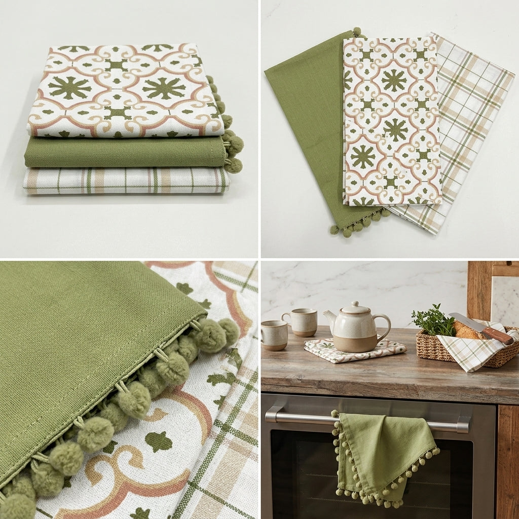 3-Piece Cotton Kitchen Napkin Set | Soft & Absorbent Multi-Purpose Kitchen Towels