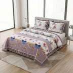 ✨ Crown Weave Quilted Bedcover Set with Elegant Lace Border – 3 Piece Luxury Collection ✨
