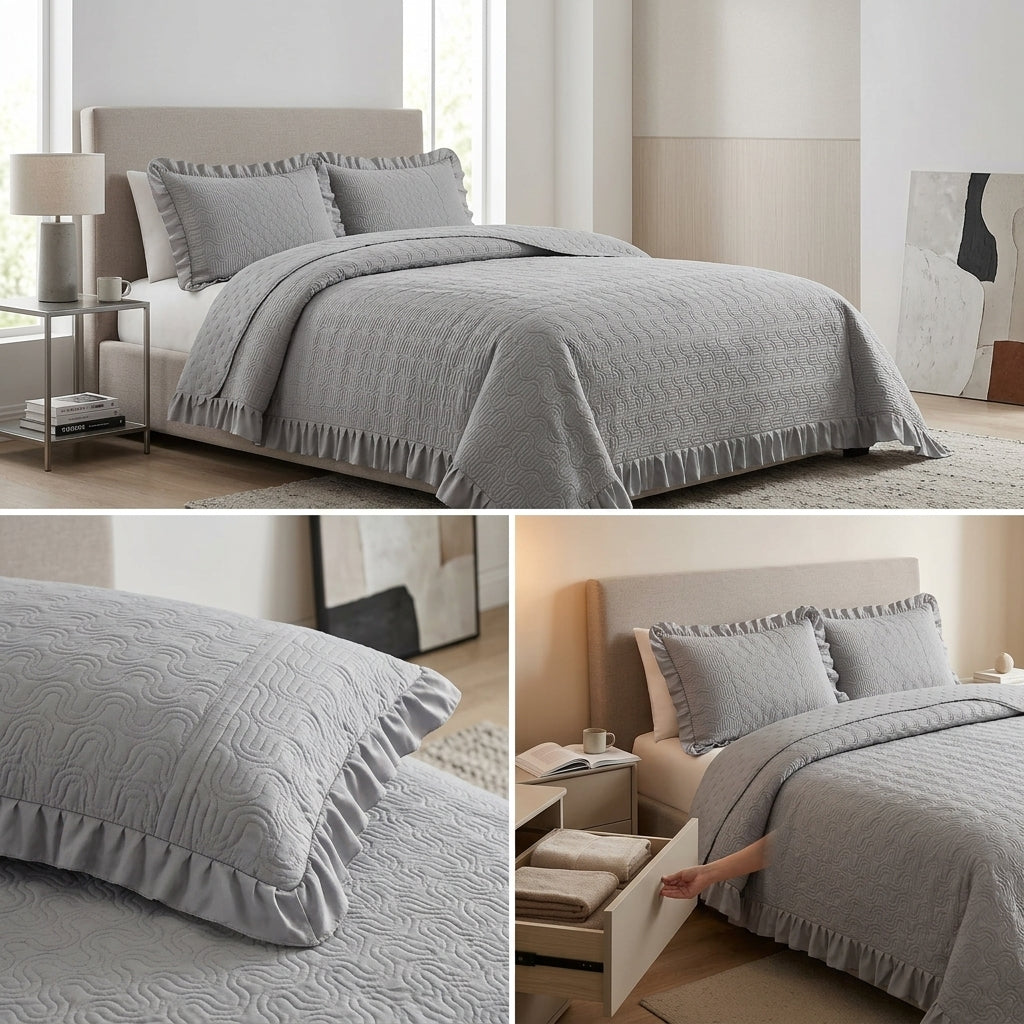 Quilted Bedcover Set – 3 Piece King Size