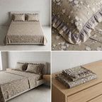 English prints Bedsheet with lace pillow covers 100% Cotton