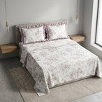 English prints Bedsheet with lace pillow covers 100% Cotton