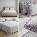 English prints Bedsheet with lace pillow covers 100% Cotton