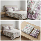 English prints Bedsheet with lace pillow covers 100% Cotton