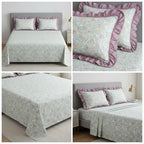 English prints Bedsheet with lace pillow covers 100% Cotton