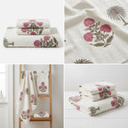 Waffle Cotton Towel Set – 3 Piece Embroidered Collection