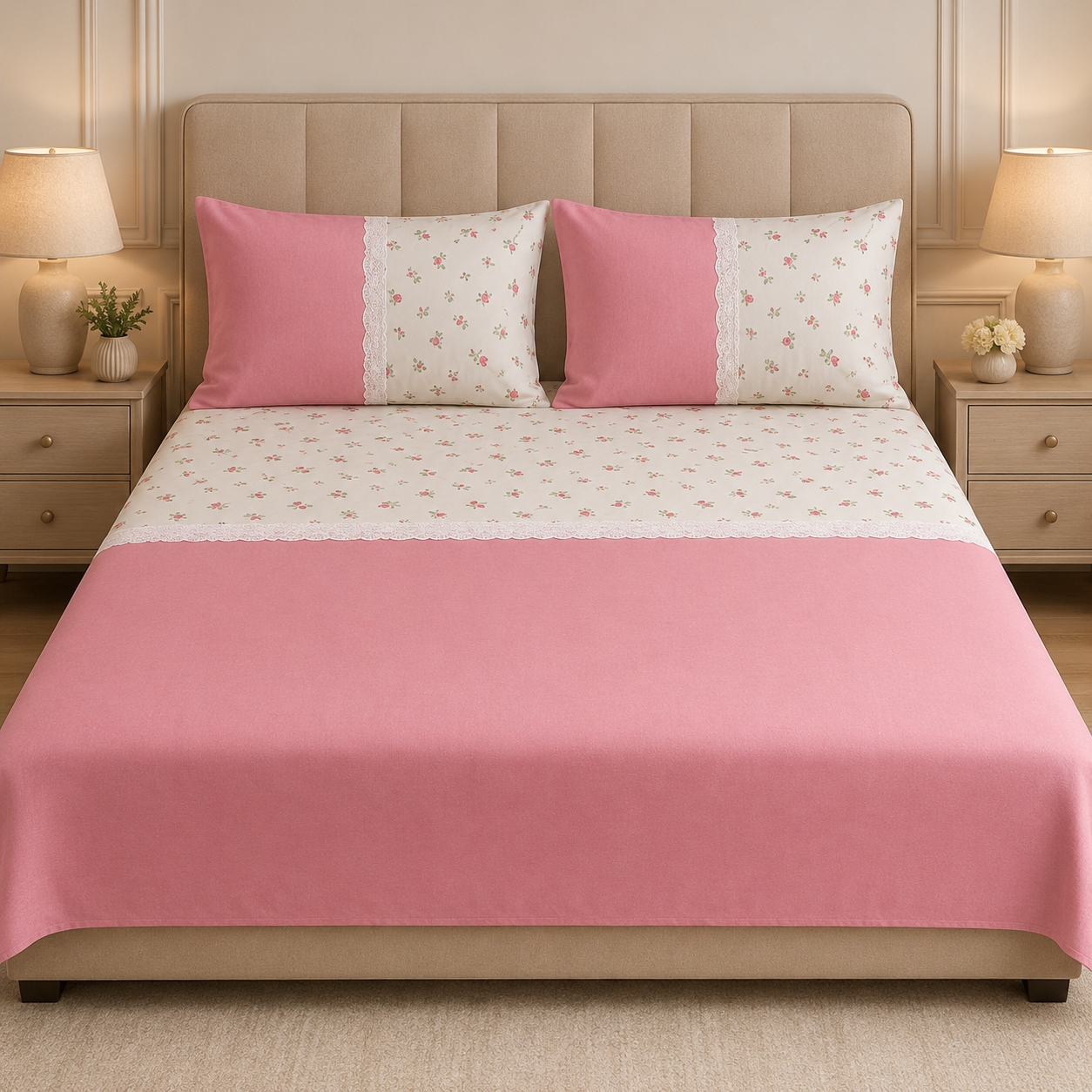 🛏️ English Bedsheet 108×108 – Elegant Comfort for Your Bedroom ProductCode :- 55B105RKEH