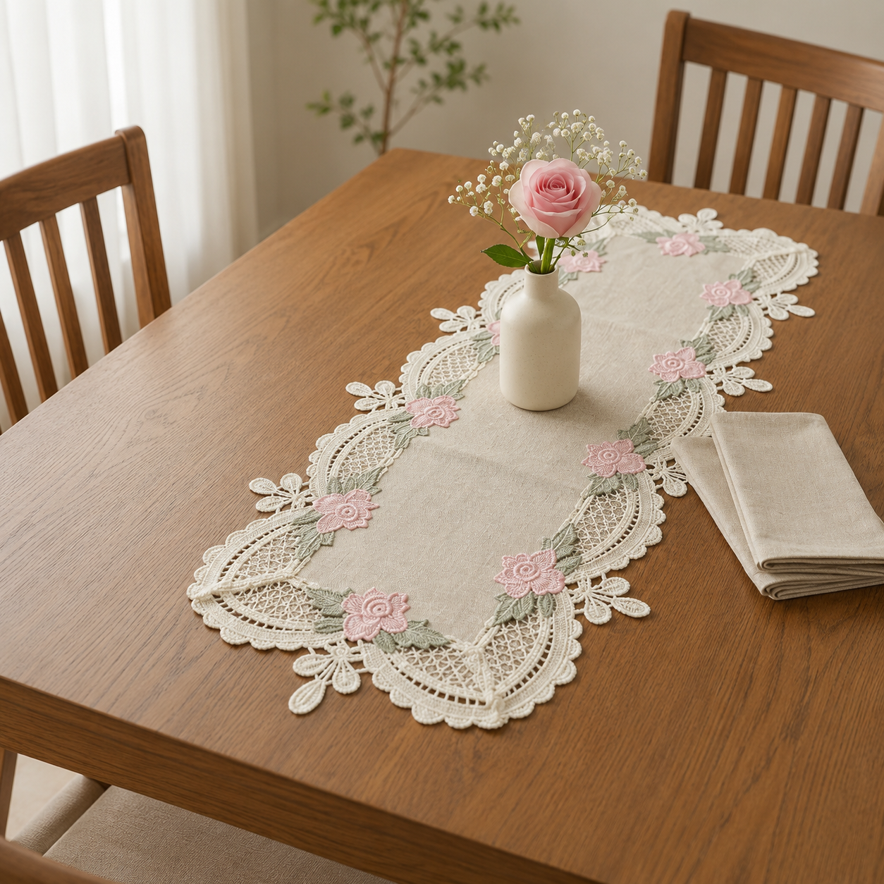 Luxury Floral Lace Turkish Table Runner (30 x 16 Inches) Product Code :- 55B85RKEH