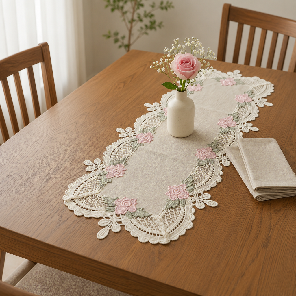 Luxury Floral Lace Turkish Table Runner (30 x 16 Inches) Product Code :- 55B85RKEH