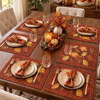Designer Fabric Dining Table Mats – 6 Pcs Set | Elegant Printed & Textured Designs