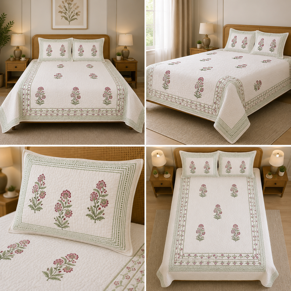 Motif Muslin Quilted Bedcover – King Size Luxury Product Code :- 55B365RKEH