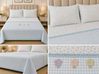 Gingham King Size Quilted Bedcover with 3 Beautiful 3D Floral Appliqué | Product Code :- 55B185RKEH
