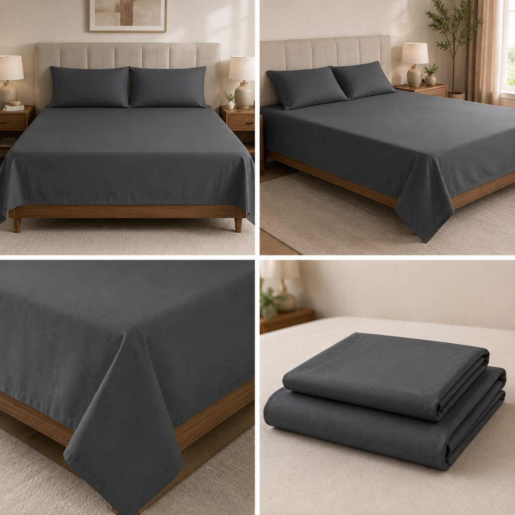 King Size Satin Bedsheet Set – 108×108 Inches | 3 Pcs with 2 Matching Pillow Covers | Product Code :- 55B135RKEH