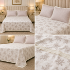 Victorian English Print King Size Bedsheet with Lace Product Code :- 55B99RKEH