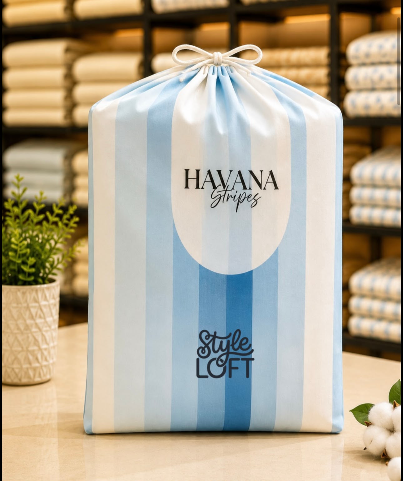 Thick Cotton Havana Stripes Bedsheet Set | King Size
