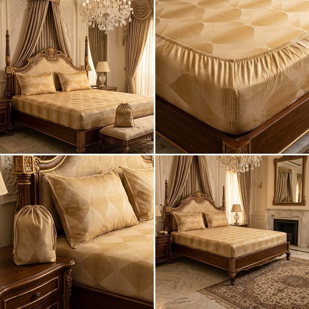 Elastic/Fitted Bedsheets Pure Mulmul Cotton King Size Bedsheet Product Code :- 55B135RKEH