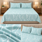 Premium Pure Cotton Elegant Printed Bedsheet Set – 3 Pcs