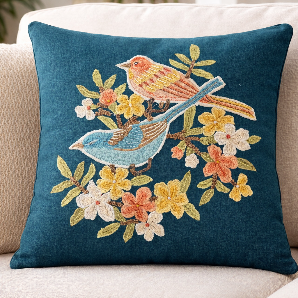 Hand Embroidered Cushion Covers – 20 x 20 Inch (Cotton Base)