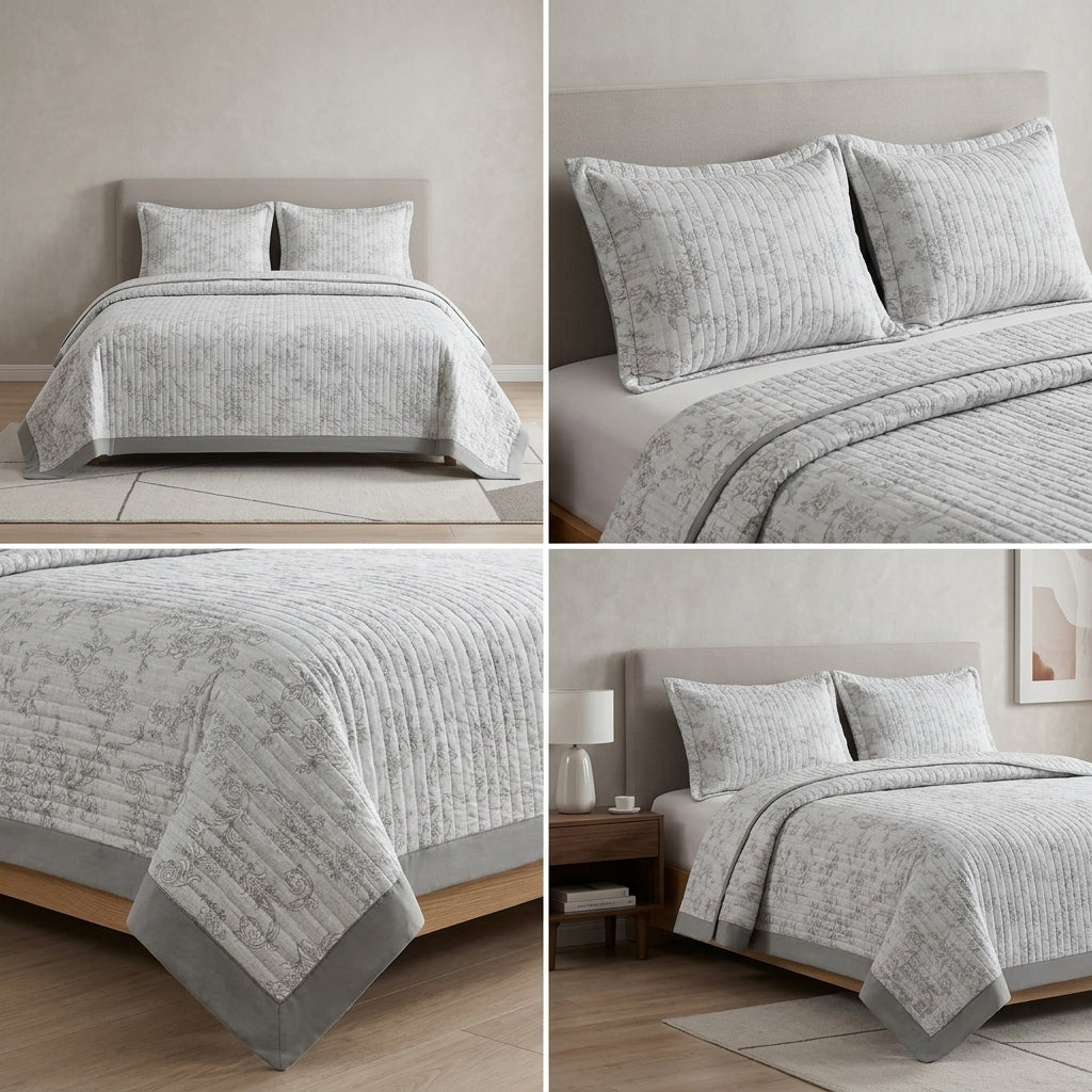 Victorian English King Size 3-Piece Quilted Bedcover Set Product Code :- 55B156RKEH