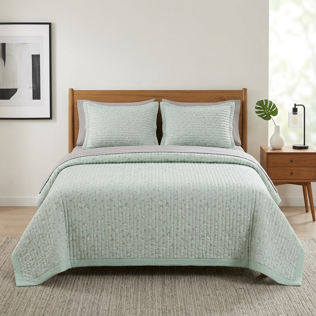 Victorian English King Size 3-Piece Quilted Bedcover Set Product Code :- 55B156RKEH