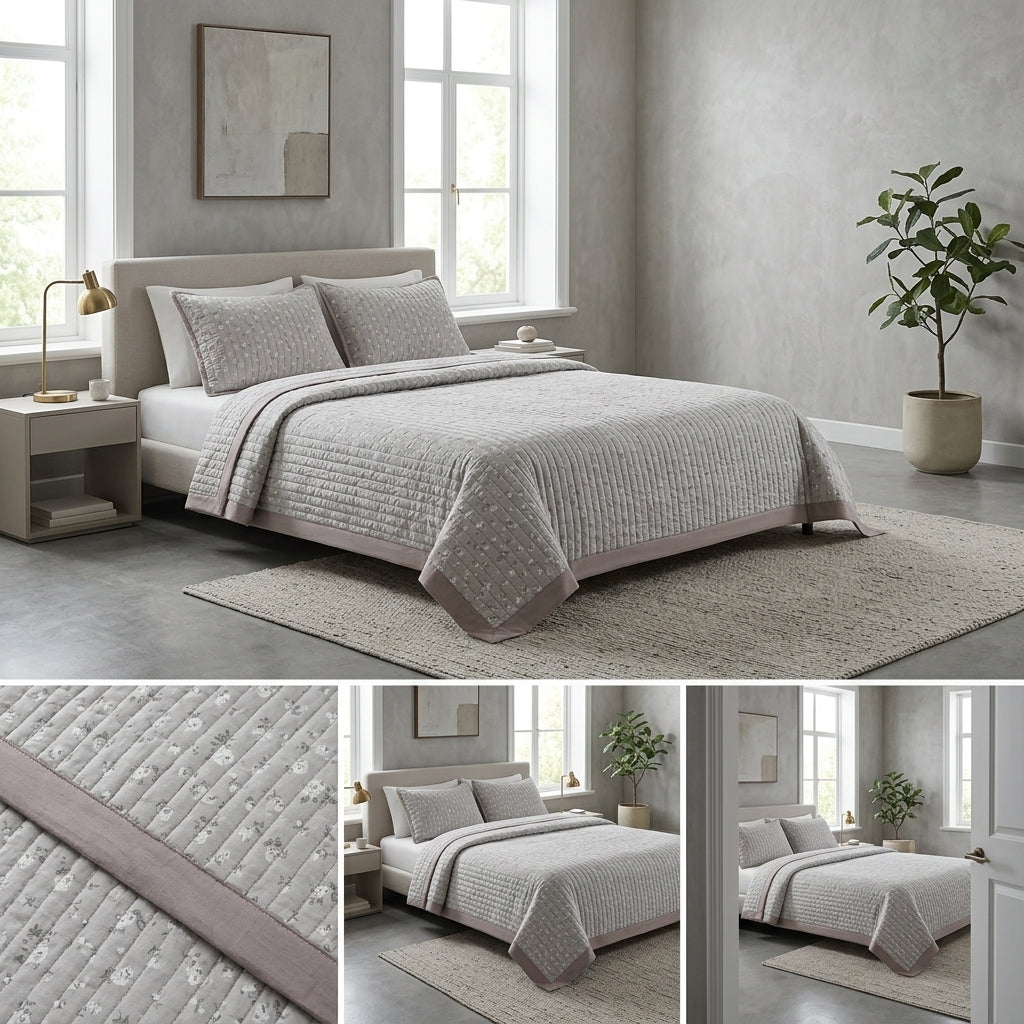 Premium English King Size 3-Piece Quilted Bedcover Set
