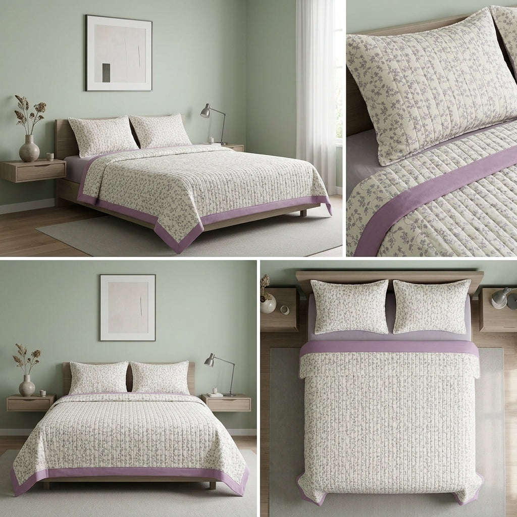Premium English King Size 3-Piece Quilted Bedcover Set