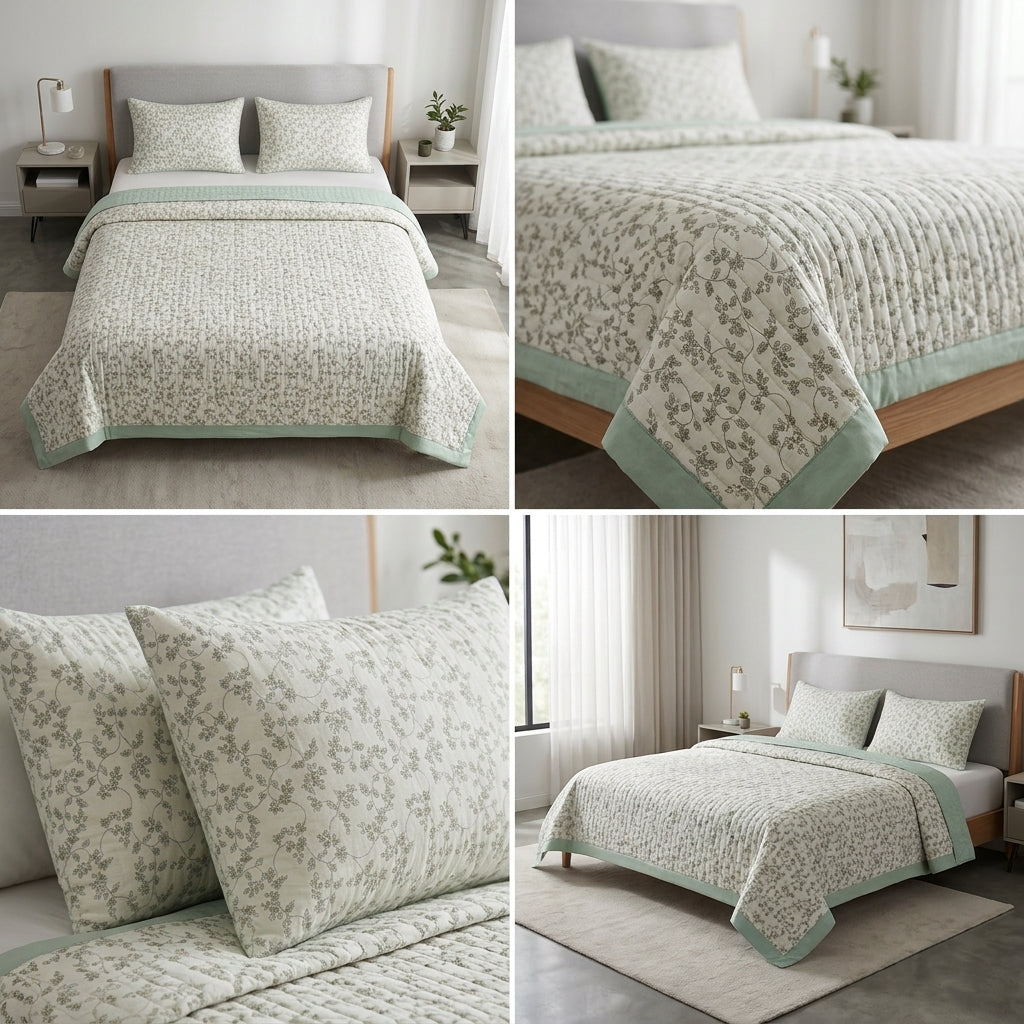 Premium English King Size 3-Piece Quilted Bedcover Set
