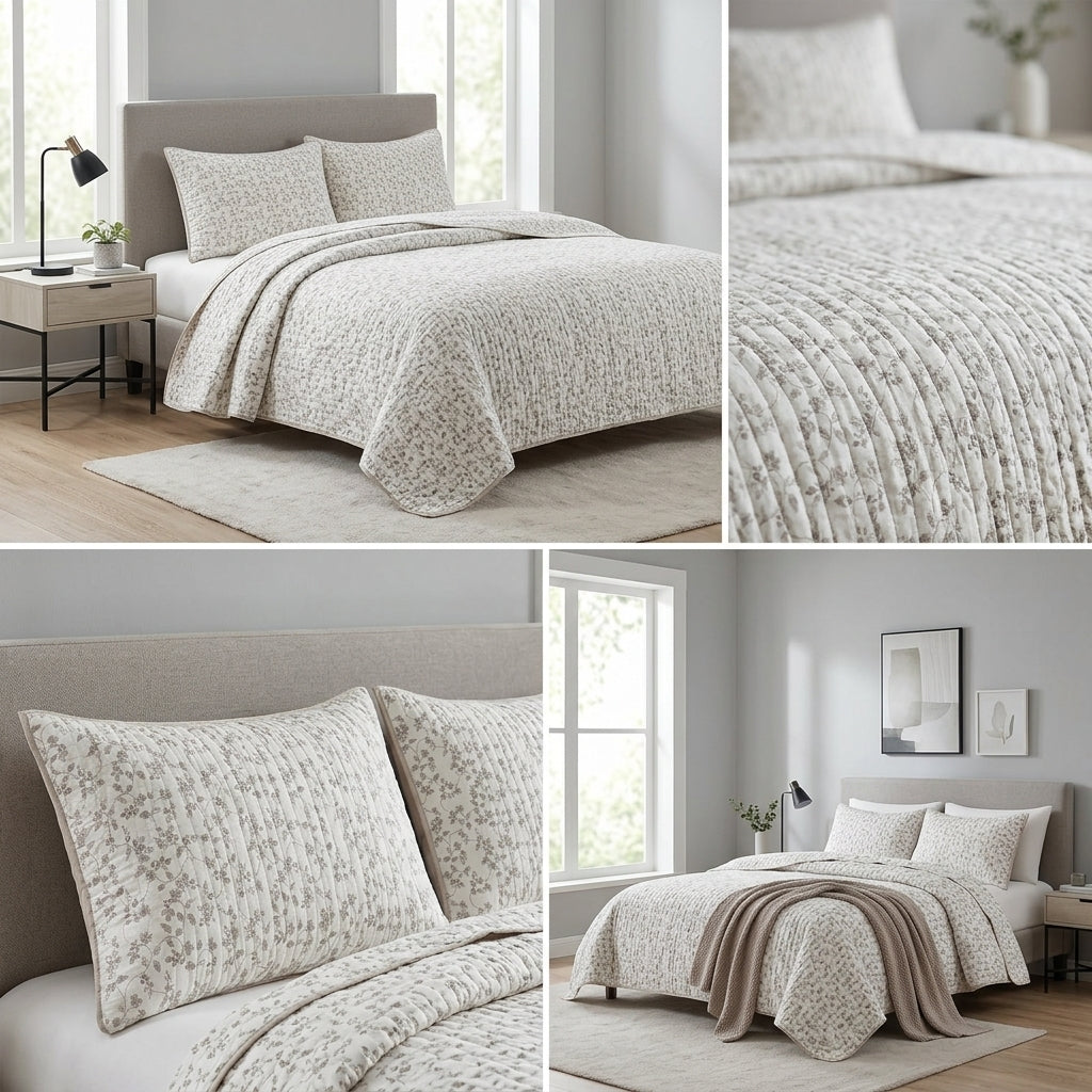 Premium English King Size 3-Piece Quilted Bedcover Set
