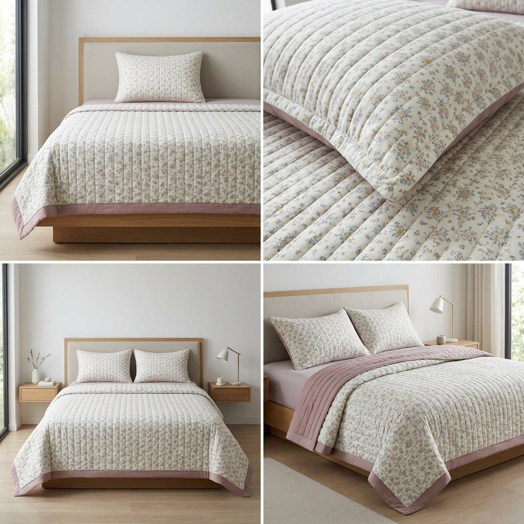 Premium English King Size 3-Piece Quilted Bedcover Set