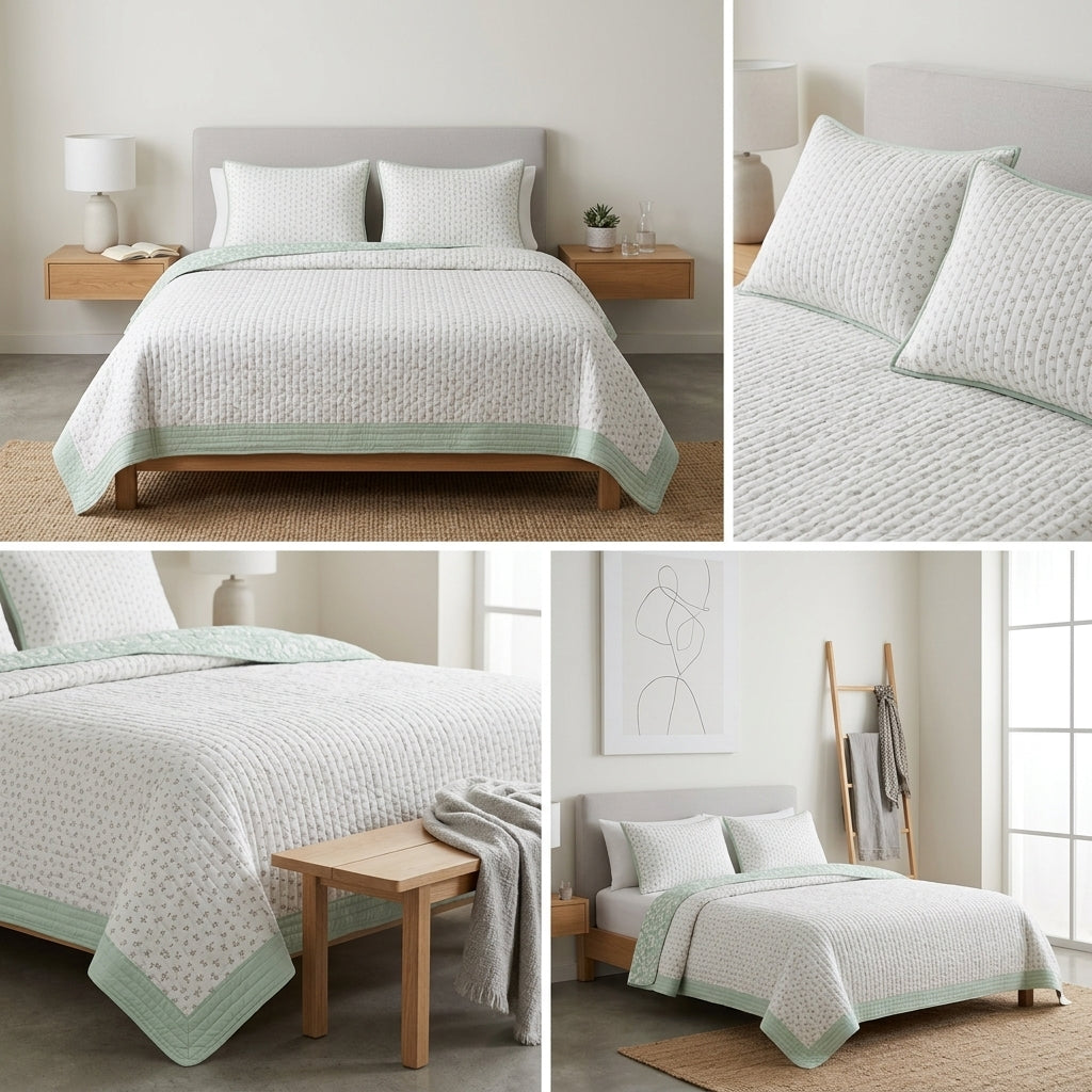 Victorian English King Size 3-Piece Quilted Bedcover Set Product Code :- 55B156RKEH