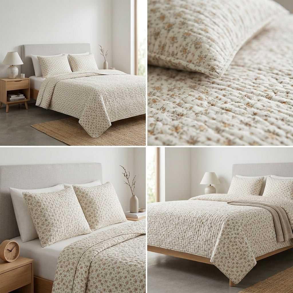 Victorian English King Size 3-Piece Quilted Bedcover Set Product Code :- 55B156RKEH