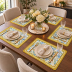 Leather Texture Dining Table Placemats – 6 Pcs Set | 12 × 18 Inches