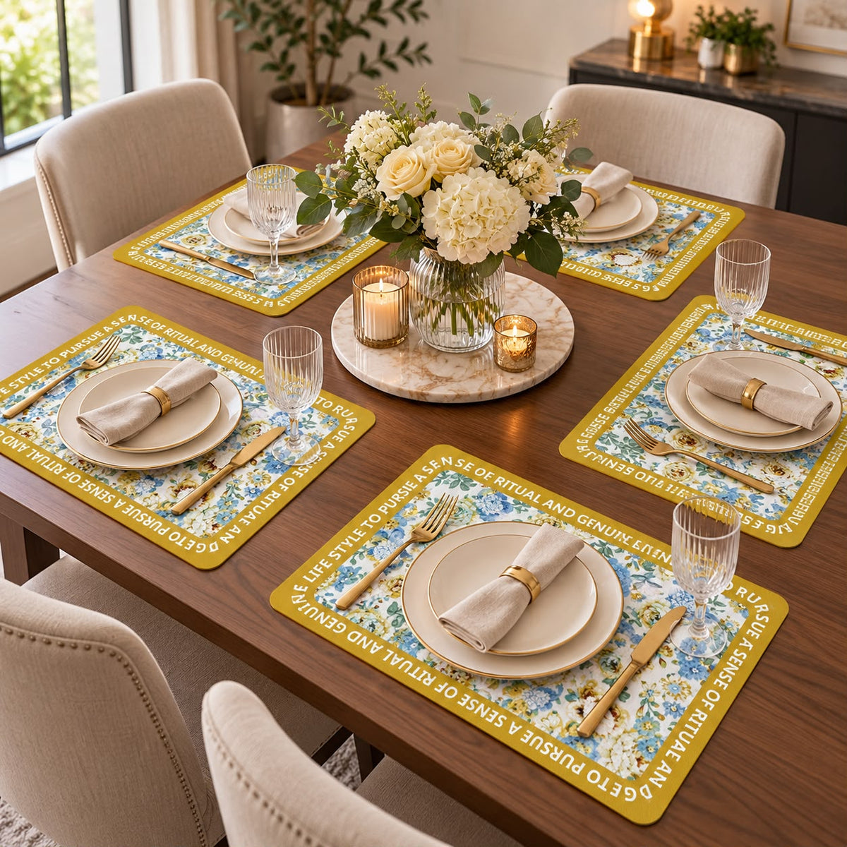 Leather Texture Dining Table Placemats – 6 Pcs Set | 12 × 18 Inches