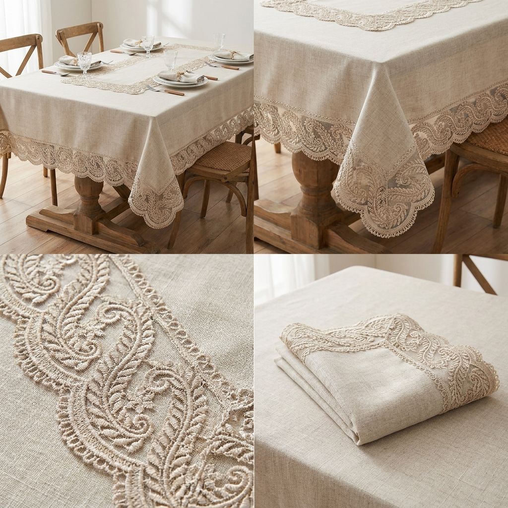 Elegant Floral Embroidered Dining Table Cover – 4 ,6 & 8 Seater