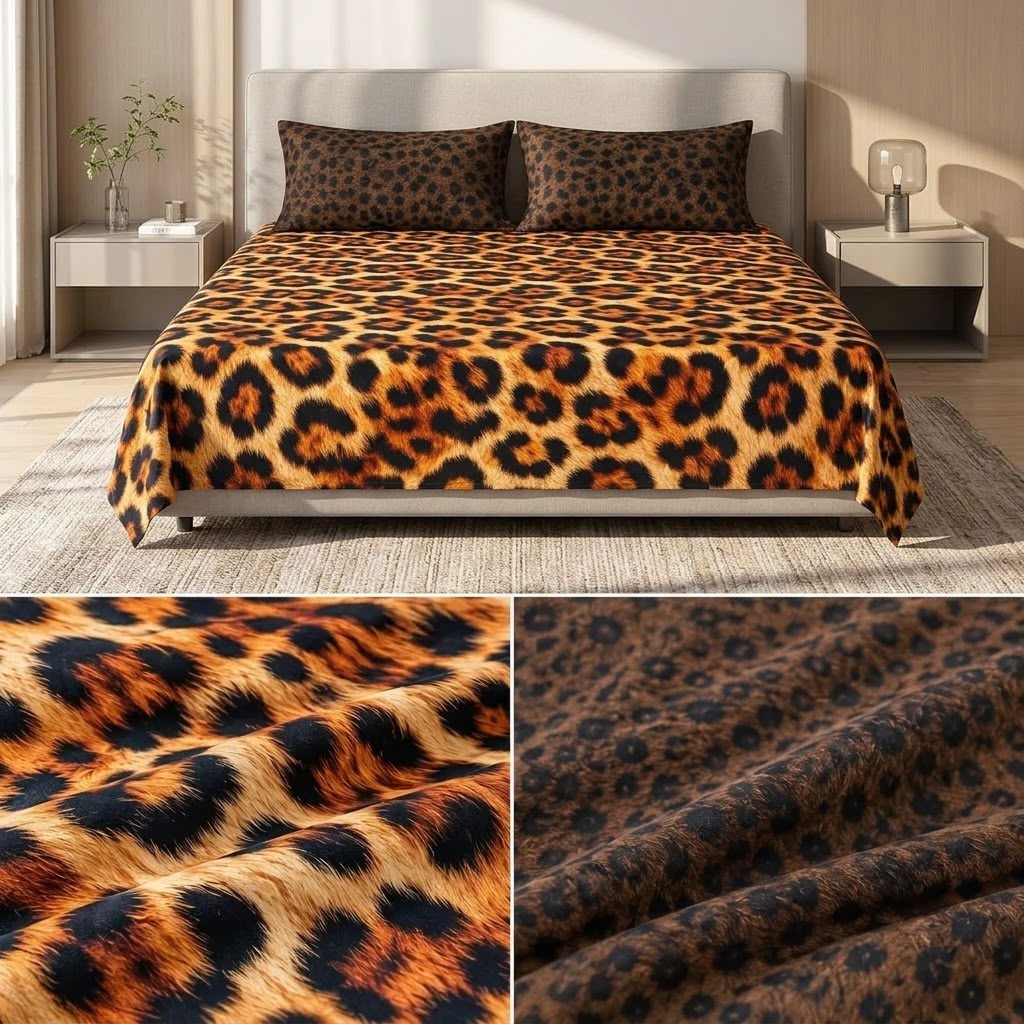 Wild Safari Luxury Animal Print Thick Cotton Bedsheet Set – King Size 3 Pcs