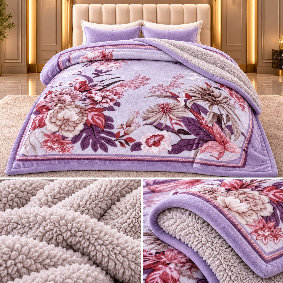 Premium Super Soft Floral Winter Blanket – Double Bed | Plush & Heavy Warm Blanket Product Code :- 55B299RKEH