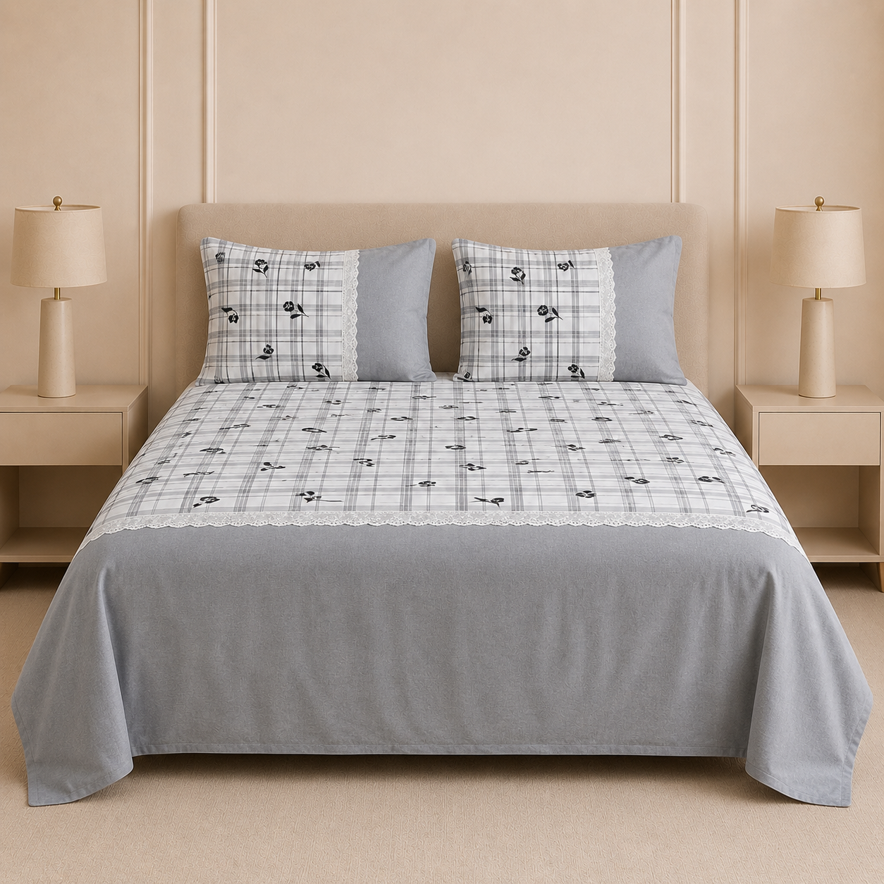 🛏️ English Bedsheet 108×108 – Elegant Comfort for Your Bedroom ProductCode :- 55B105RKEH