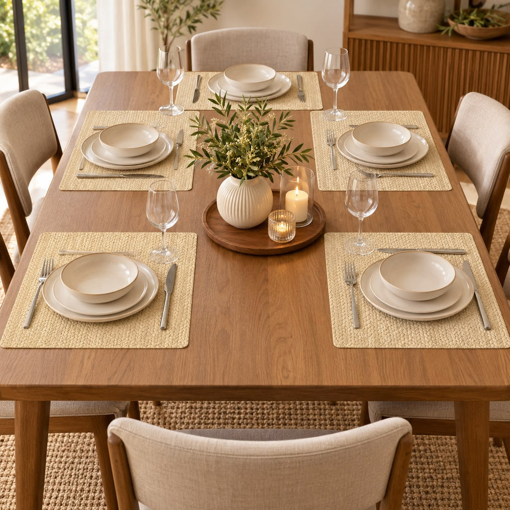 Leather Texture Dining Table Placemats – 6 Pcs Set | 12 × 18 Inches
