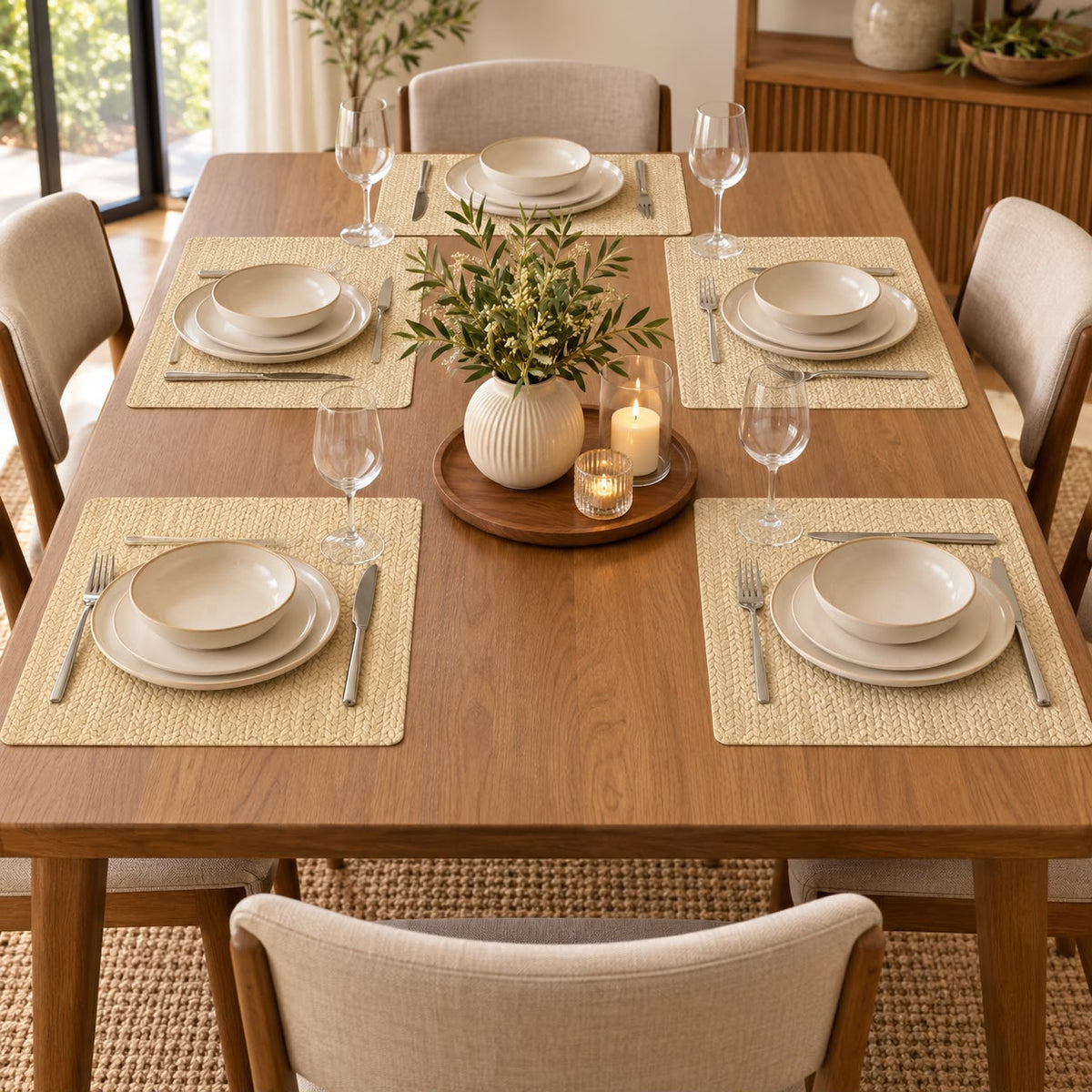 Leather Texture Dining Table Placemats – 6 Pcs Set | 12 × 18 Inches