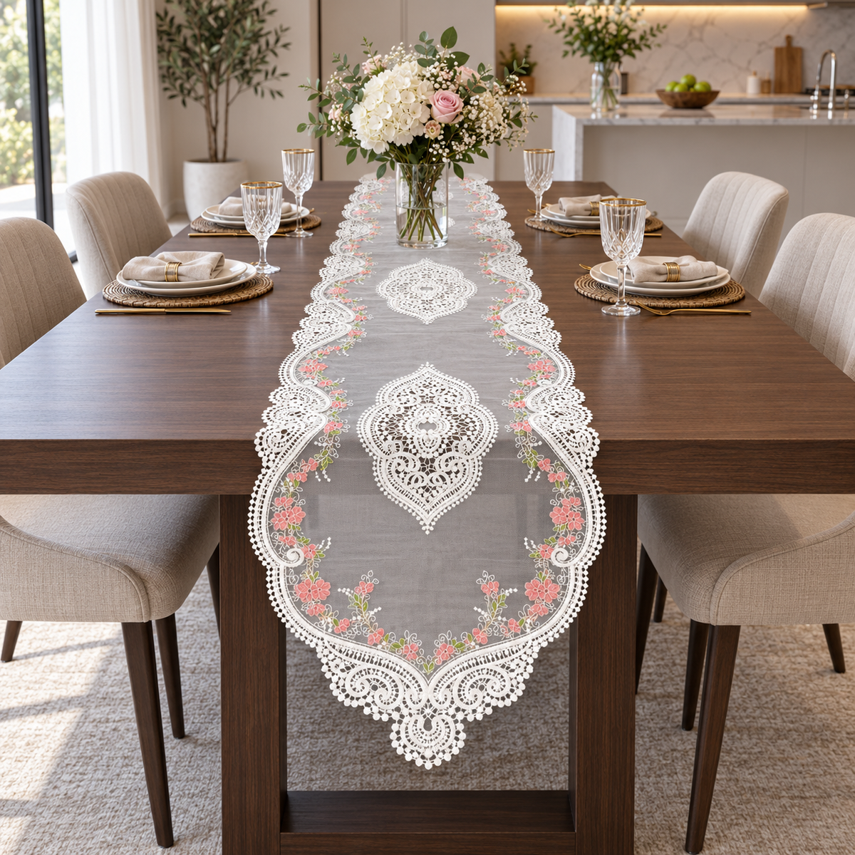 Turkish Embroidered Dining Table Runner – 4 & 6 Seater