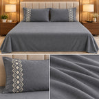 Embroidered Winter Bedsheet Set – King Size 3 Pcs | Ultra Soft Luxury Bedsheet with Designer Pillow Covers