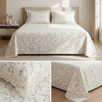 Premium 300 TC Pure Cotton Bedsheet Set with Designer Lace Pillow Covers – King Size 108 x 108 Inch