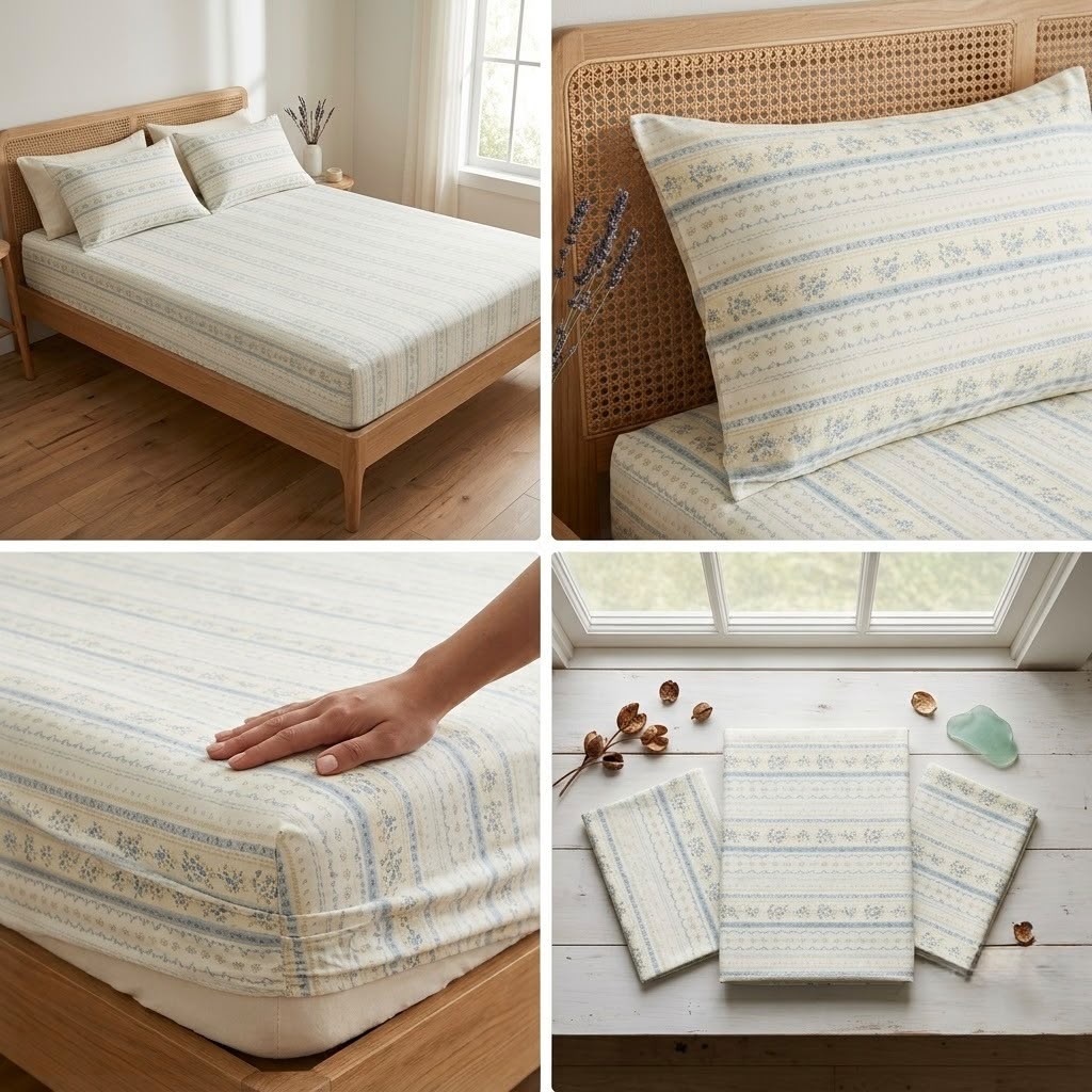 Elegance 100% Cotton King Size Fitted Bedsheet Set – 3 Pcs