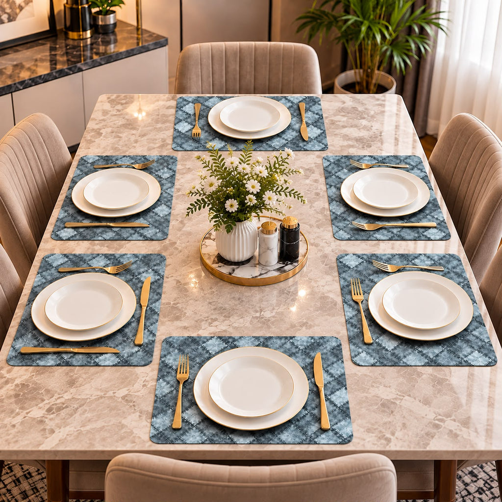 Leather Texture Dining Table Placemats – 6 Pcs Set | 12 × 18 Inches